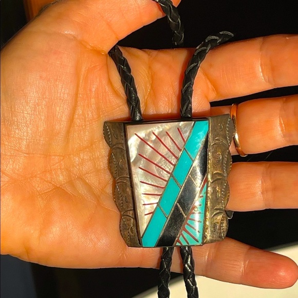 native American Indian Zuni Bolo tie - Picture 10 of 12